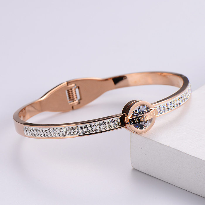 Mode Diamant Frühling weibliche römische Ziffer Armband Edelstahl Armband