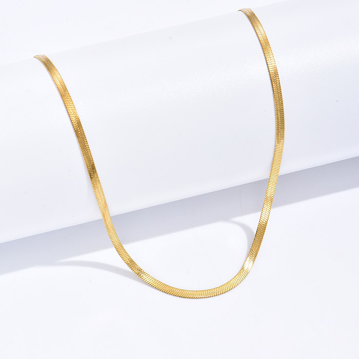 Schlichte schlichte Klingenketten-Halskette aus Edelstahl, modisches Gold