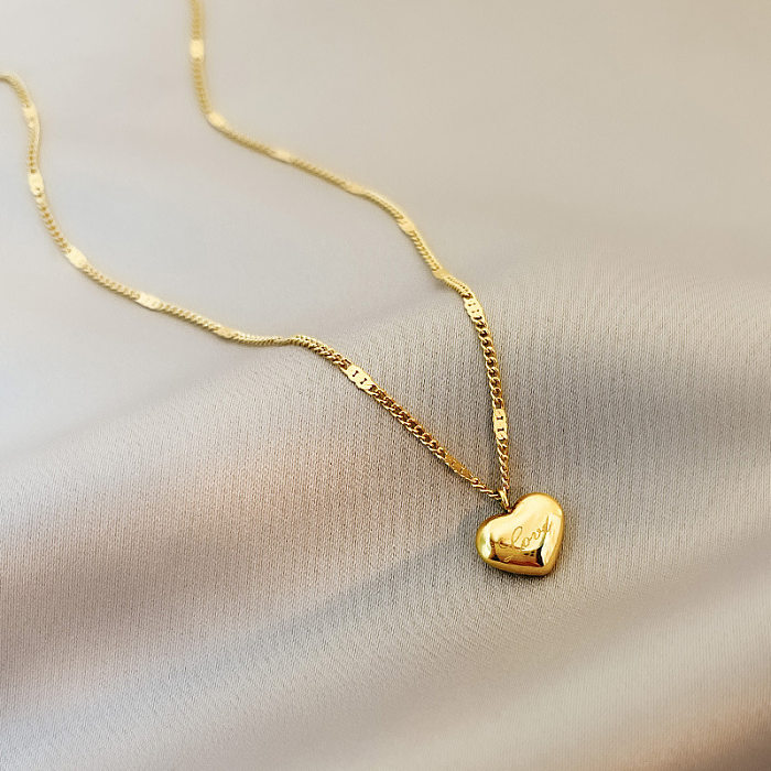 Elegante Streetwear-Anhänger-Halskette in Herzform aus Edelstahl mit Edelstahlbeschichtung