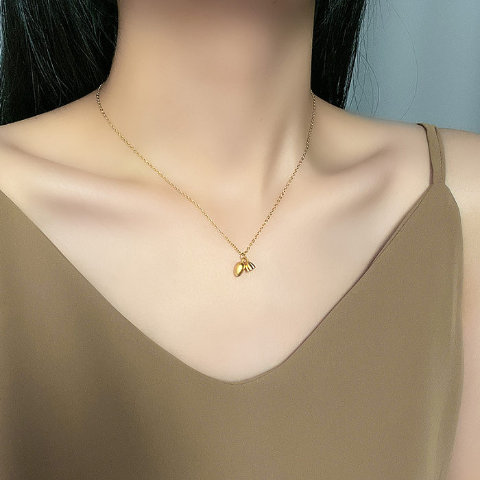 IG Style Lotus Stainless Steel Plating 18K Gold Plated Pendant Necklace