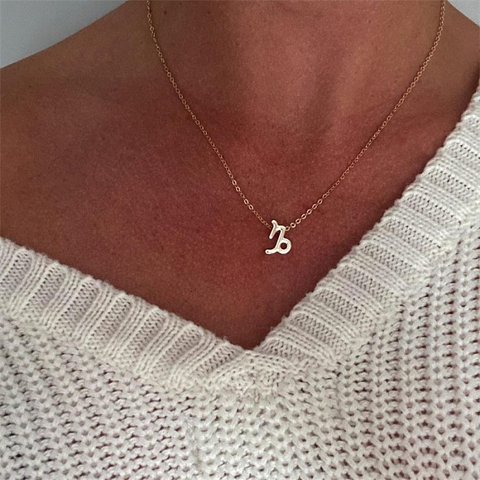 Fashion Zodiac Constellation Pendant Stainless Steel  Gold Plated Necklace