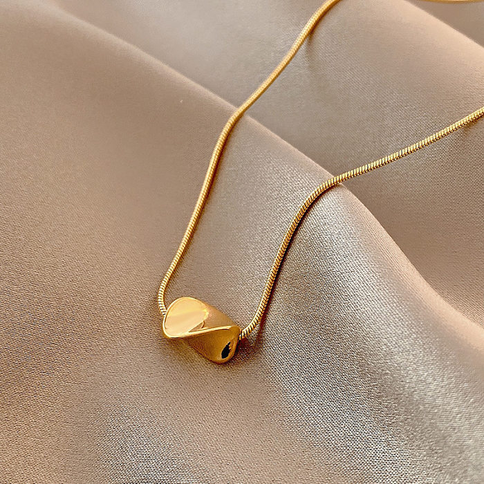 Collier géométrique en acier inoxydable, Style Simple et élégant, incrustation de perles artificielles, coquille en Zircon