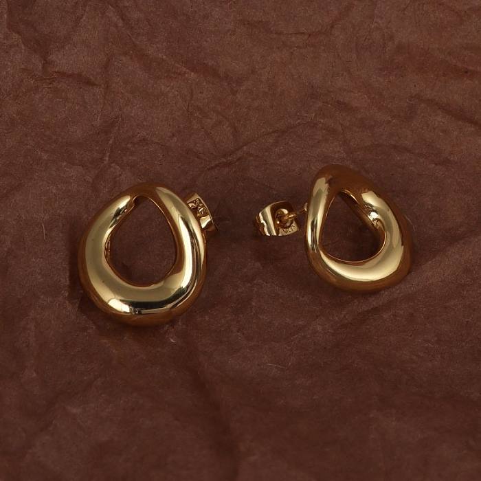 1 Pair Casual Solid Color Plating Stainless Steel  14K Gold Plated Ear Studs