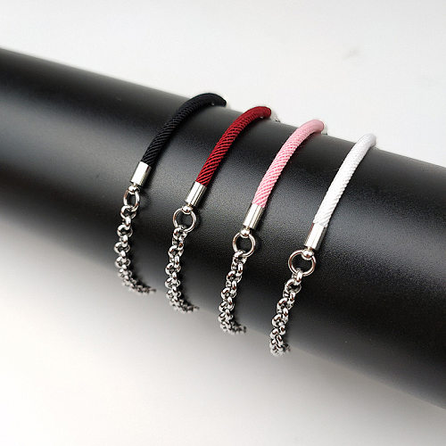 Conjunto de pulseiras de casal de corda de aço inoxidável simples de joias por atacado
