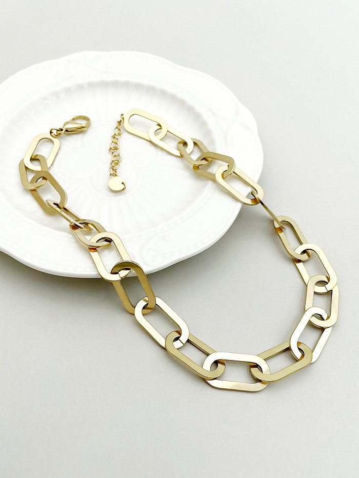 Geometrische Hip-Hop-Halskette aus Edelstahl mit polierter Beschichtung und vergoldet