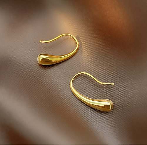 1 paire de boucles d'oreilles pendantes en acier inoxydable plaqué or, Style Simple, en forme de C