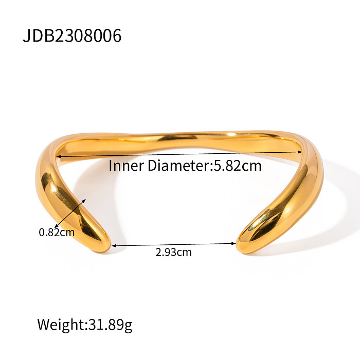 Wholesale IG Style Irregular Stainless Steel Plating 18K Gold Plated Bangle