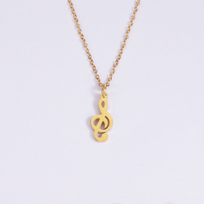 Simple Style Notes Stainless Steel  Plating Pendant Necklace
