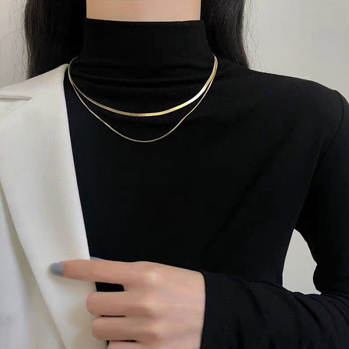 INS Style – colliers superposés plaqués en acier inoxydable, couleur unie, 1 pièce