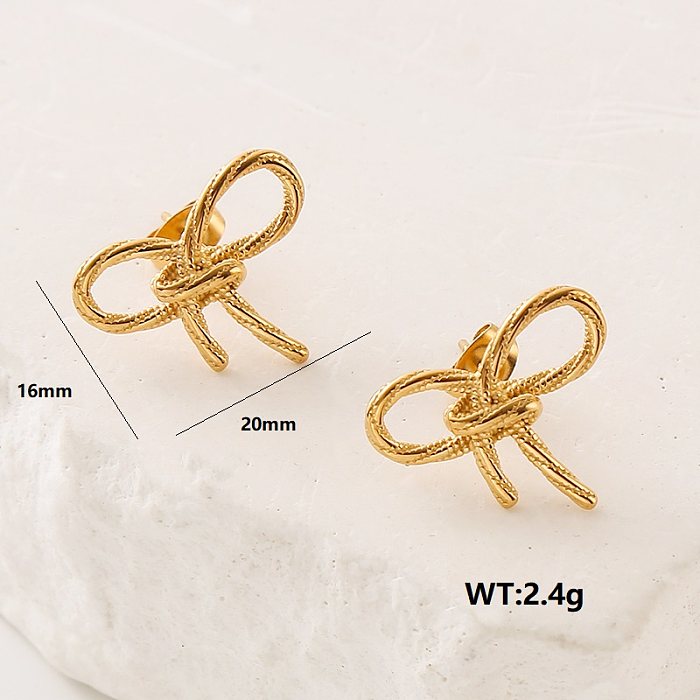 1 Pair Elegant Streetwear Geometric Bow Knot Stainless Steel  Ear Studs