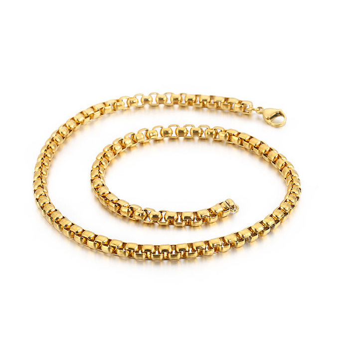 Simple Style Solid Color Stainless Steel Plating Chain Necklace 1 Piece