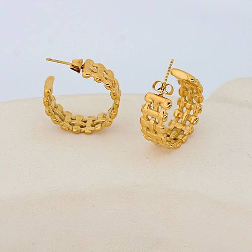 1 Pair Elegant Luxurious Solid Color Plating Stainless Steel  18K Gold Plated Earrings