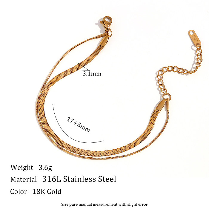 1 Piece Retro Solid Color Stainless Steel Plating Bracelets