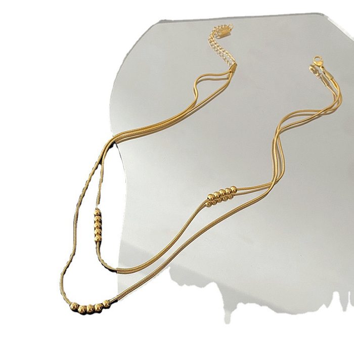 Einfache, mehrschichtige Halsketten mit einfarbiger Edelstahlbeschichtung und vergoldeten Schichten