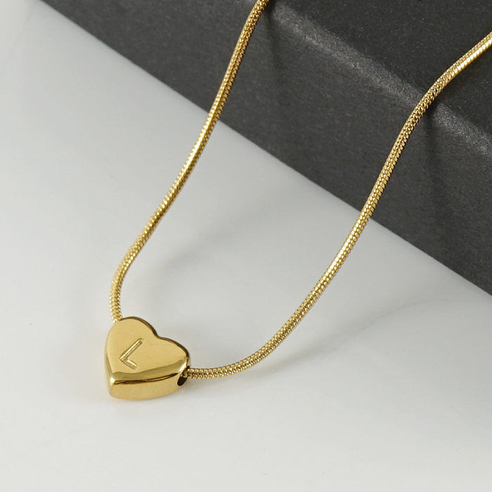 Colar de aço inoxidável em formato de coração com letras elegantes, 1 peça