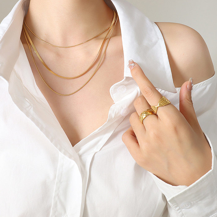 Mode Retro Einfache Halskette Mehrschichtige Edelstahl-Schlüsselbeinkette
