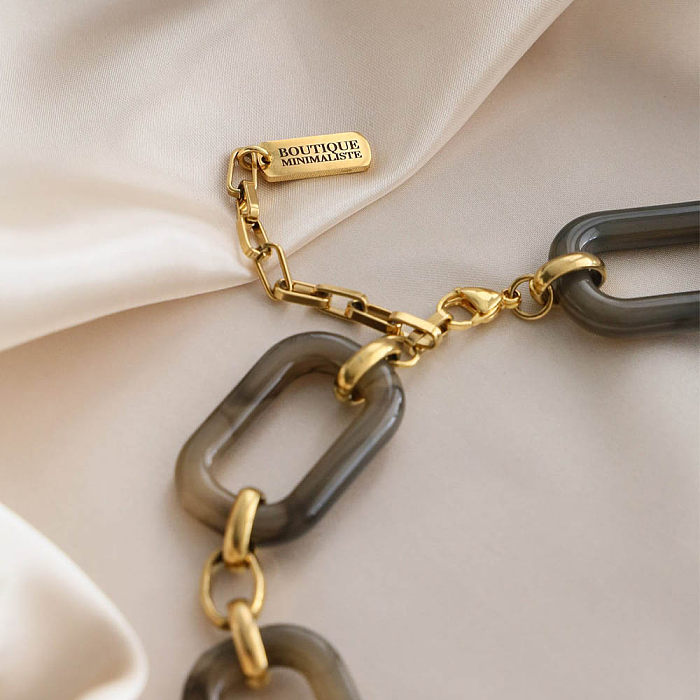 Bracelets plaqués or 18 carats, chaîne ronde en acier inoxydable de style simple, vente en gros