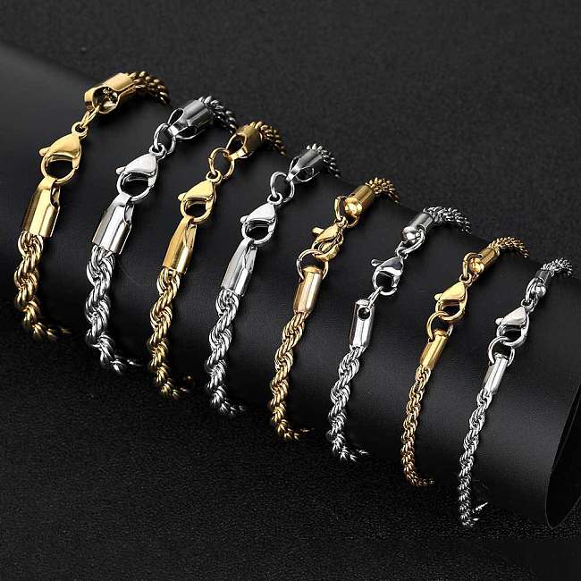 1 Piece Hip-Hop Twist Stainless Steel Plating Bracelets