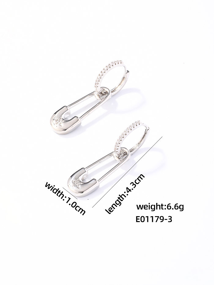 1 Paar schlichte Buchstaben-Inlay-Ohrringe aus Edelstahl mit Zirkon