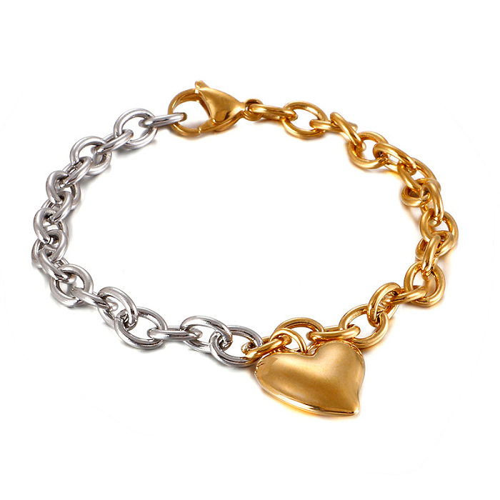 Bracelet avec pendentif d'amour en acier titane galvanisé pour femmes, mode européenne et américaine, couleur or 18 carats, AliExpress
