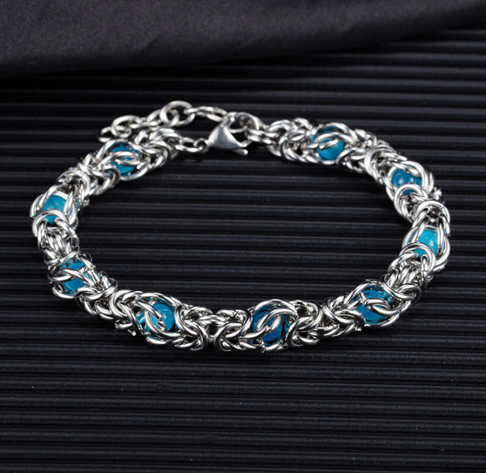 Modern Style Cool Style Solid Color Titanium Steel Beaded Bracelets