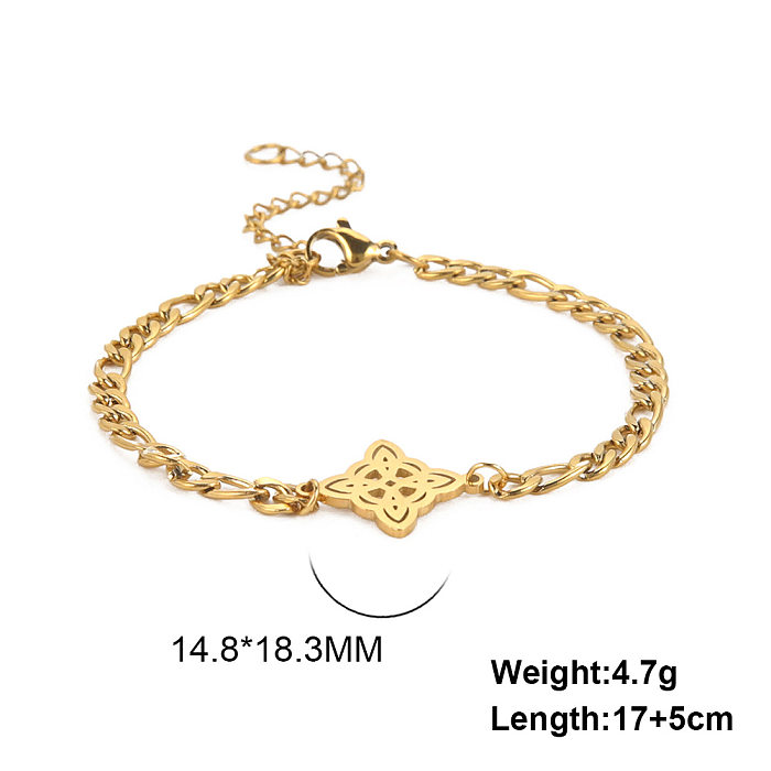 Vintage Style Simple Style Witch Knot Solid Color Stainless Steel Plating Hollow Out Bracelets