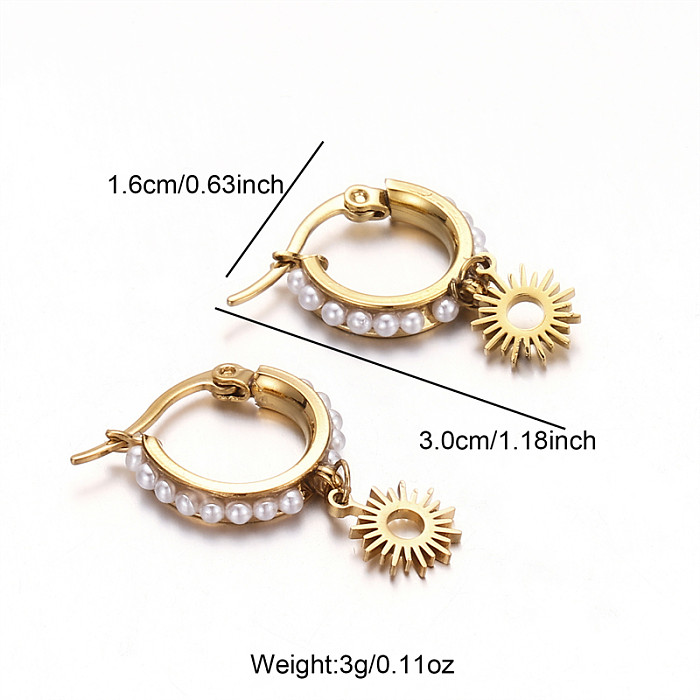 6 Pieces Simple Style Commute Sun Star Moon Asymmetrical Plating Stainless Steel  18K Gold Plated Drop Earrings