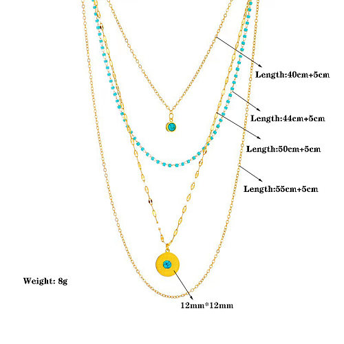 Casual Eye Stainless Steel Plating Inlay Turquoise Layered Necklaces