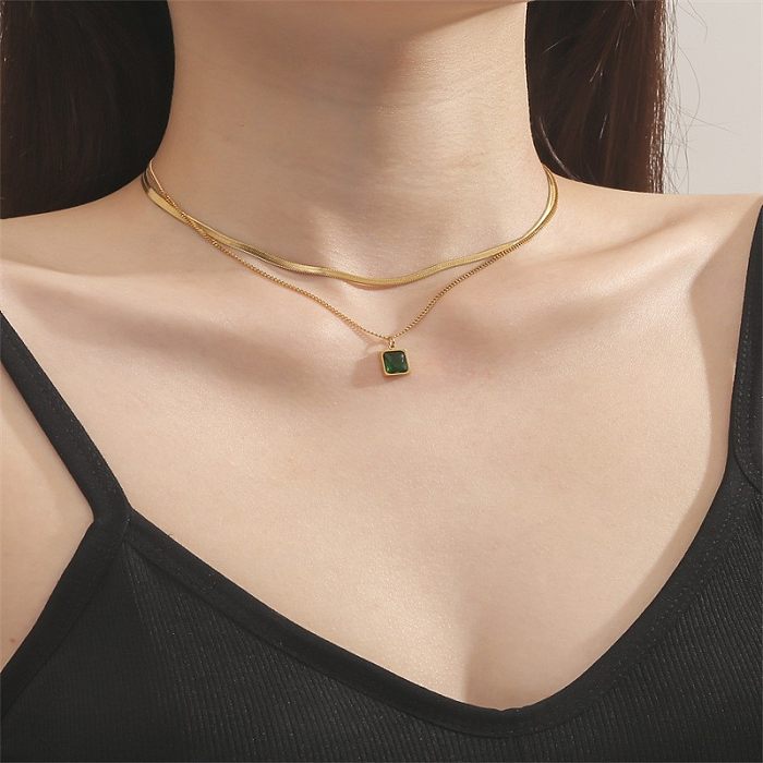 Retro Geometric Stainless Steel Plating Layered Necklaces 1 Piece