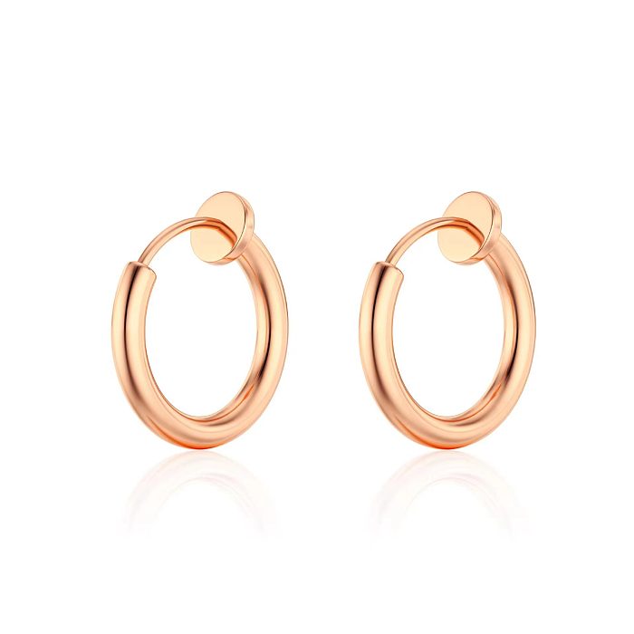 1 Pair Casual Punk Simple Style Circle Lines Polishing Plating Stainless Steel  Gold Plated Hoop Earrings