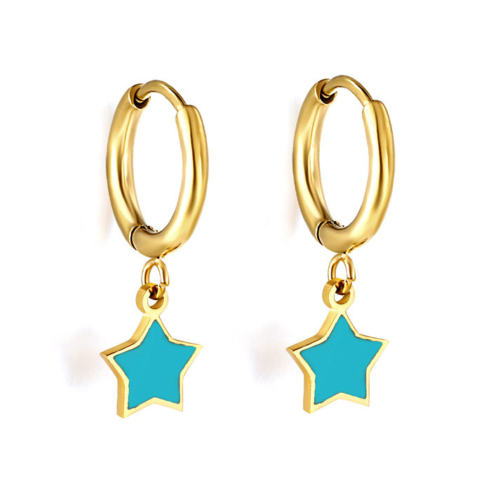 1 par de brincos banhados a ouro de aço inoxidável com revestimento em estrela de estilo simples