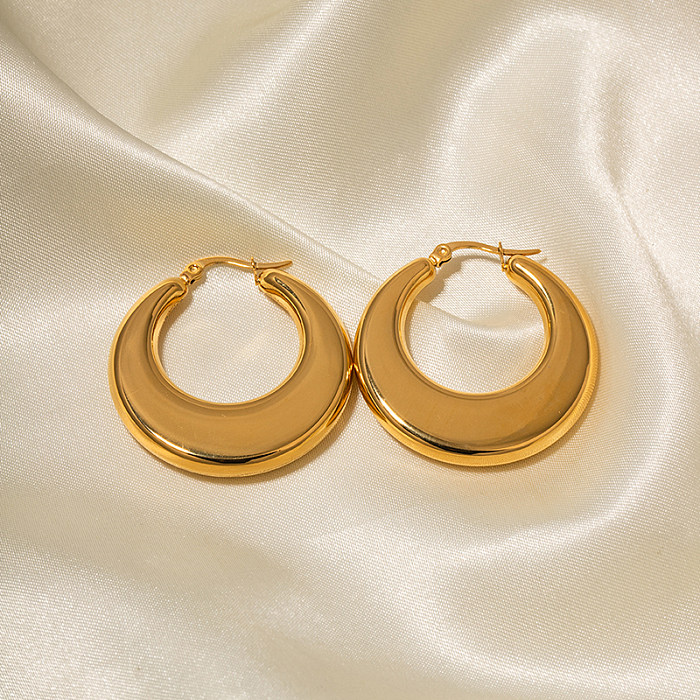 1 Pair INS Style Simple Style Oval Stainless Steel  Plating 18K Gold Plated Earrings
