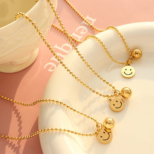 Choker Smiley Bell Necklace Pendant Stainless Steel 18K Gold
