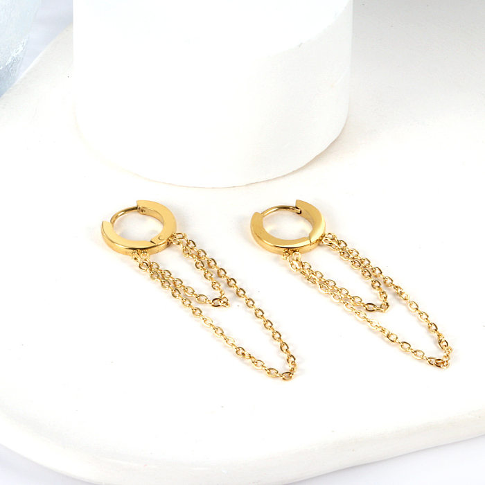 1 Pair Fashion Solid Color Stainless Steel  Plating Earrings