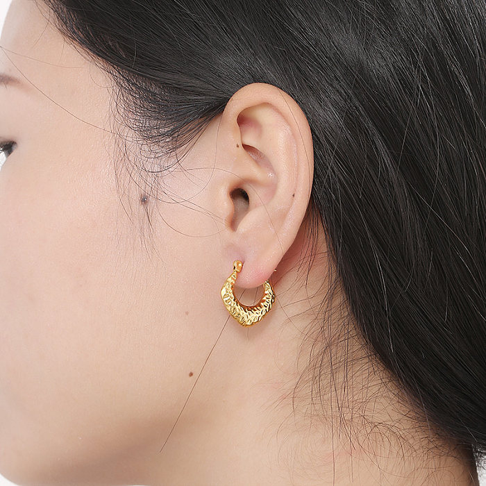 Boucles d'oreilles géométriques à la mode en acier inoxydable, 1 paire