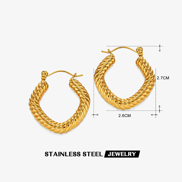 1 Pair Simple Style Rhombus Twist Plating Stainless Steel  18K Gold Plated Earrings