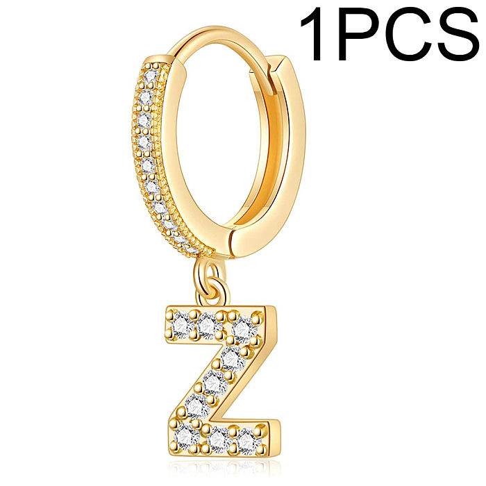 1 Piece Lady Letter Inlay Stainless Steel  Zircon Earrings