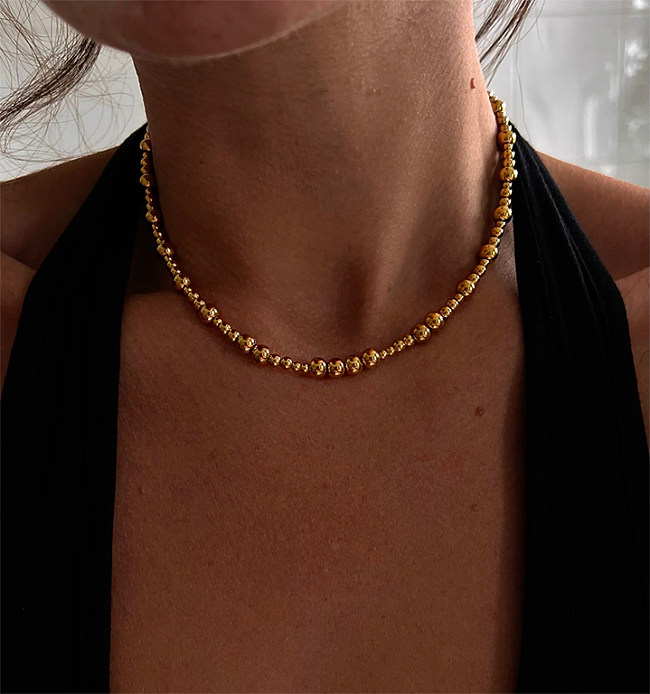 IG Style Schlichter Stil, einfarbige Halskette aus Edelstahl mit 18-Karat-Vergoldung