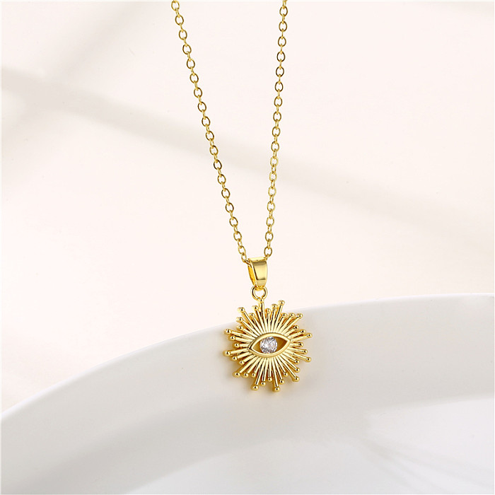 Wholesale 1 Piece INS Style Sun Heart Shape Whale Stainless Steel  Stainless Steel 18K Gold Plated Gold Plated Zircon Pendant Necklace