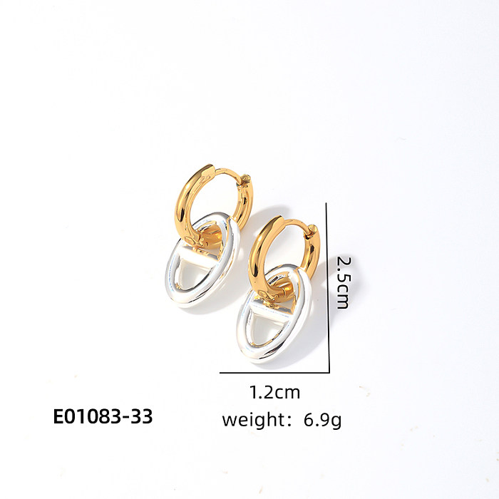 1 Pair Casual Vintage Style Simple Style Oval Heart Shape Plating Stainless Steel  Drop Earrings