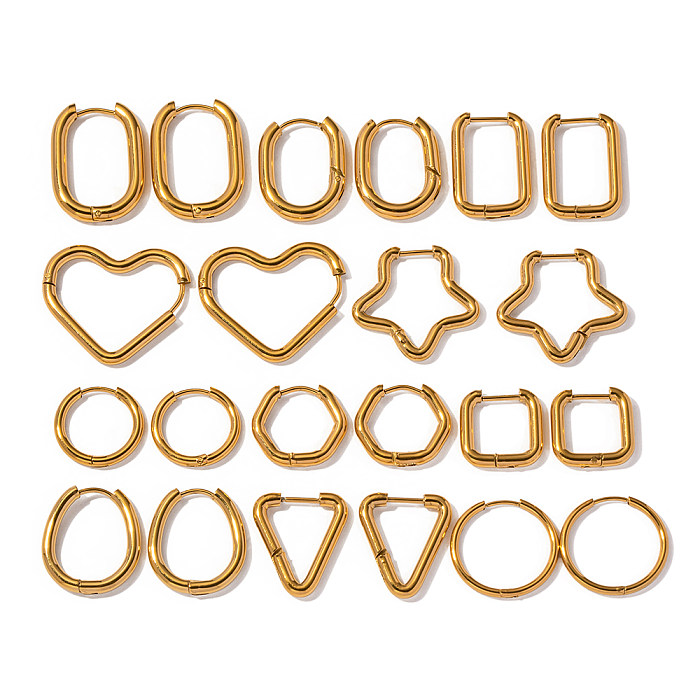 1 Pair IG Style Star Heart Shape Rectangle Plating Stainless Steel  18K Gold Plated Earrings