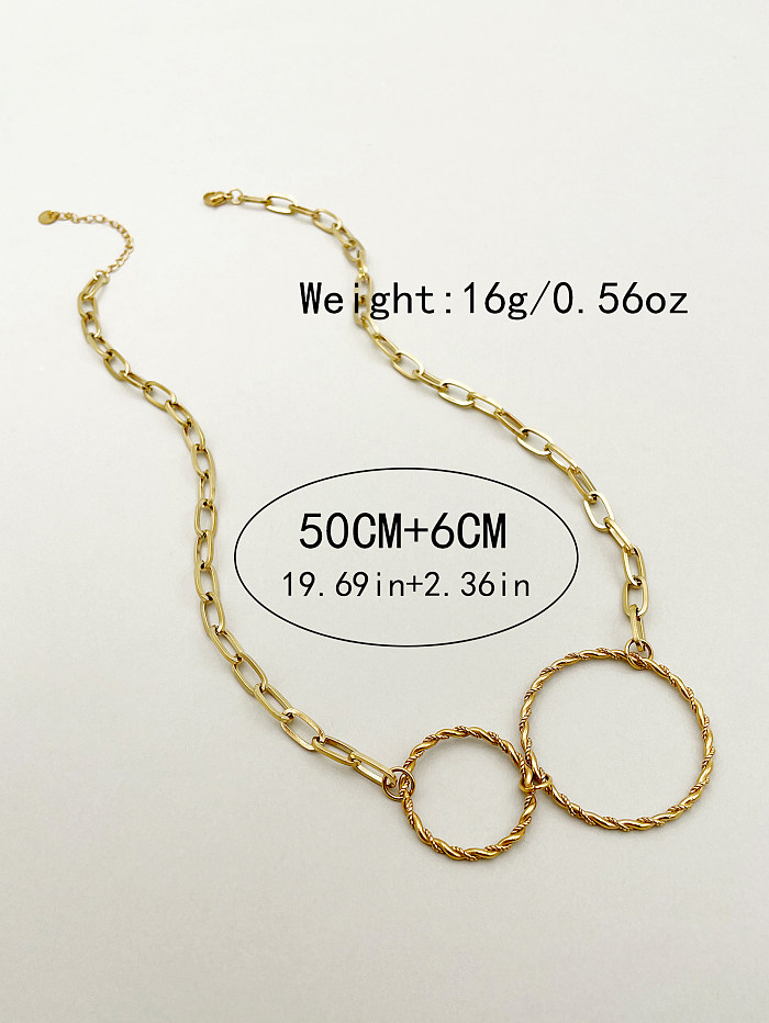 Casual Simple Style Circle Stainless Steel  Plating Hollow Out Gold Plated Necklace