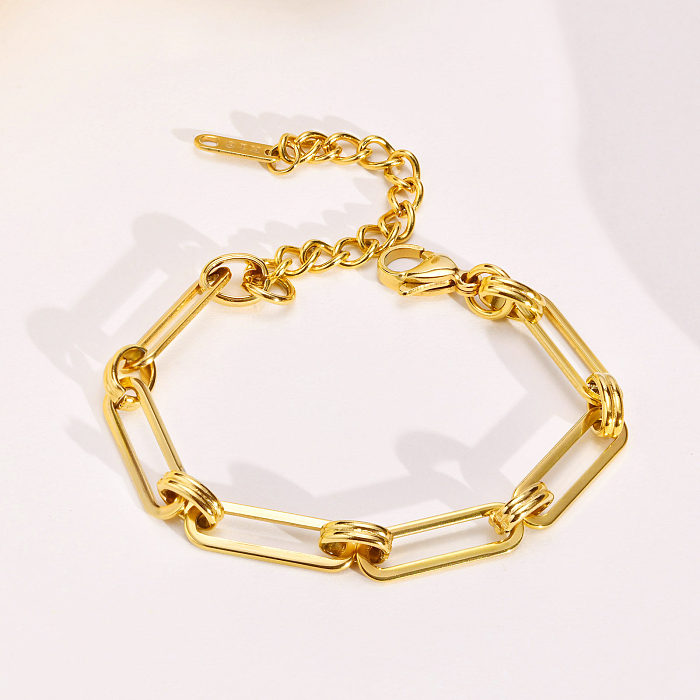 Simple Style Solid Color Stainless Steel Bracelets Plating Stainless Steel Bracelets