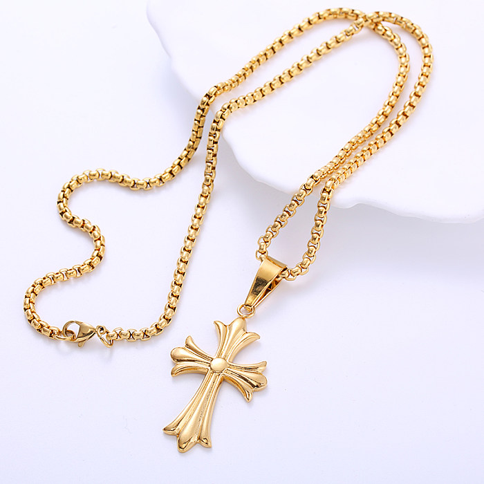 Gothic Cross Stainless Steel  Plating Pendant Necklace 1 Piece