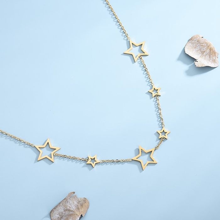 Elegant Lady Star Stainless Steel Plating Necklace
