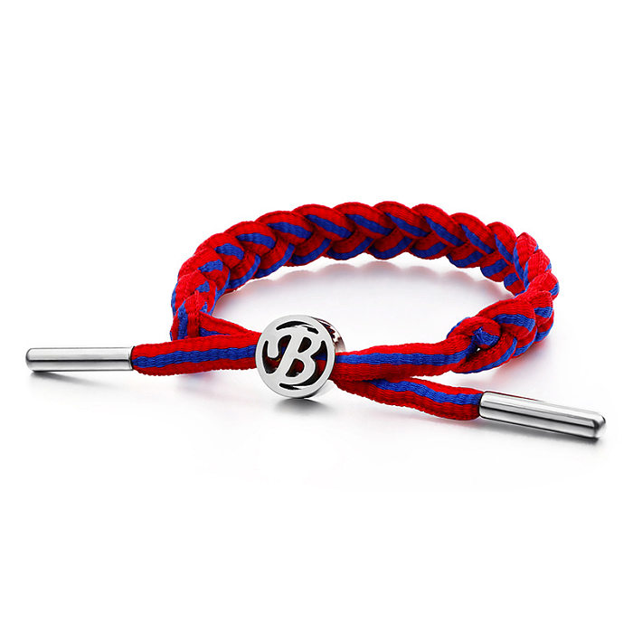 Creative Stainless Steel Braided Multicolor Couples Pull Handle Rope Capital Letter B Bracelet