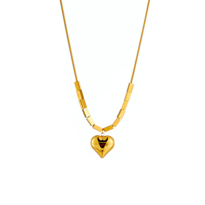 Fashion Simple Geometric Square Heart-shaped Stainless Steel Necklace