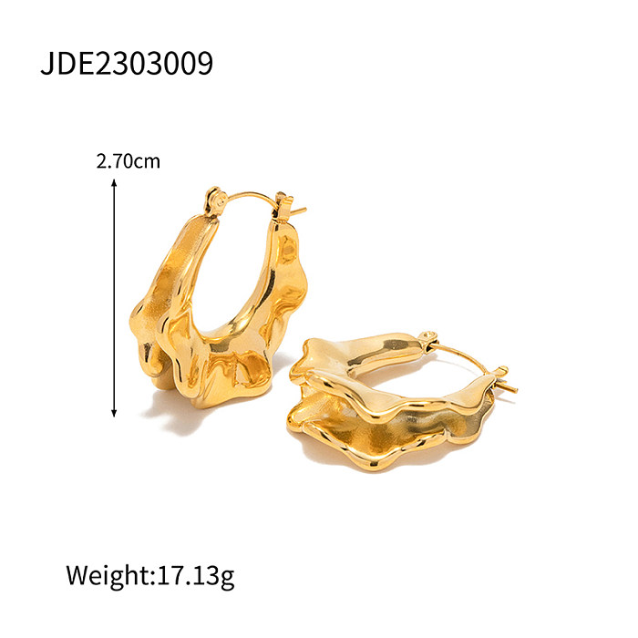 1 Pair Modern Style U Shape Irregular Stainless Steel  Plating 18K Gold Plated Hoop Earrings