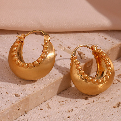 1 Pair Vintage Style Simple Style Classic Style Round Plating Stainless Steel  18K Gold Plated Earrings