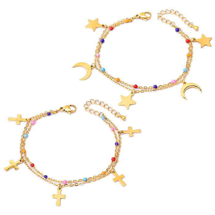 Bracelets de placage en acier titane étoile lune à la mode